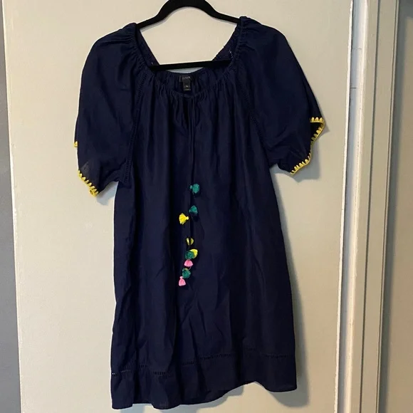 J. Crew Navy Dress with Colorful Tassels - Picture 1 of 4
